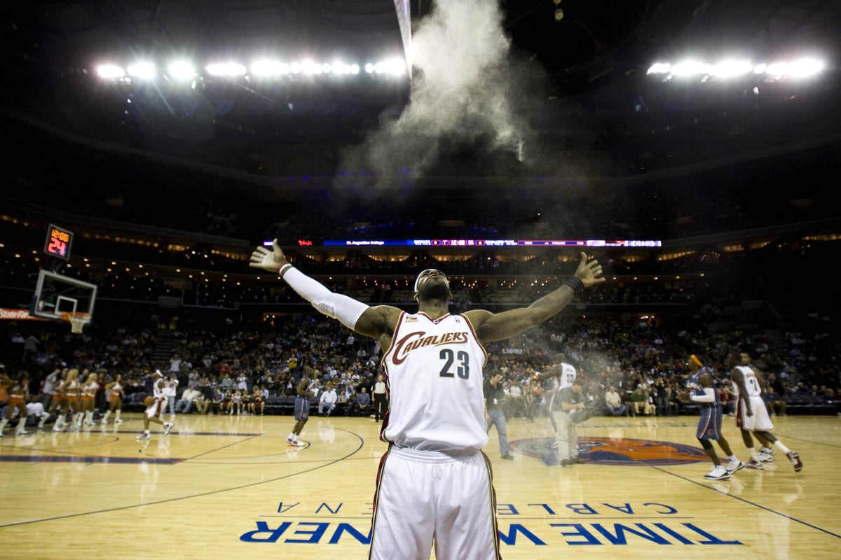 LeBron James pre game move chalk