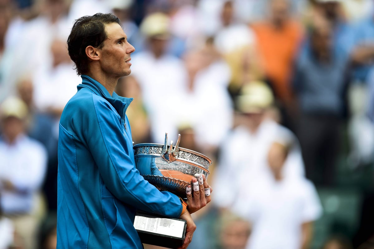 Rafael Nadal emotional with trophy