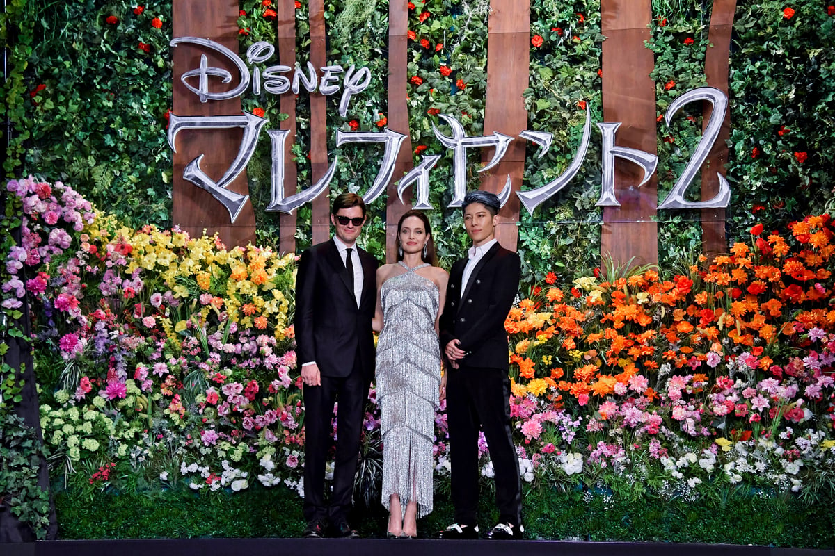 Angelina Jolie and Miyavi at the premiere of the movie Maleficent Powers of Darkness Maleficent Mistress of Evil at the Roppongi Hills Arena.