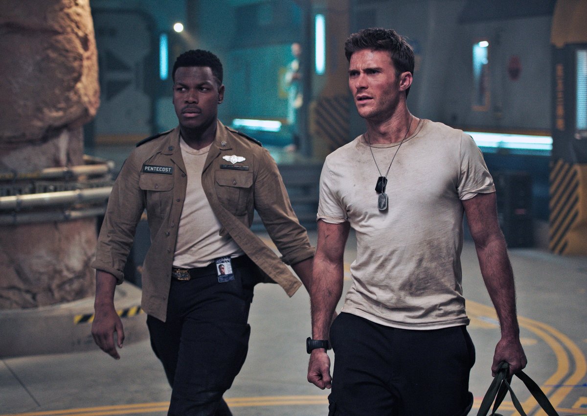 John Boyega and Scott Eastwood in the movie “Pacific Rim Uprising”.