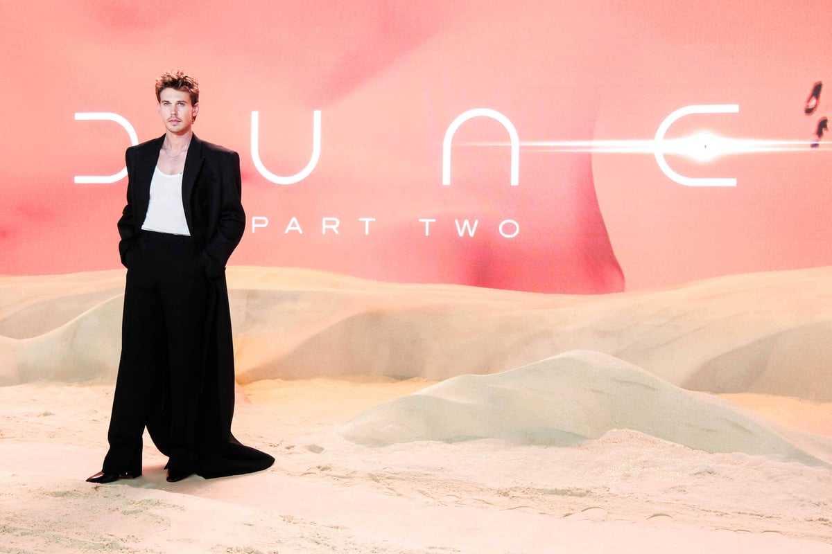 Austin Butler photographed at the Warner Bros. Pictures & Legendary Present the World Premiere of Dune: Part Two.