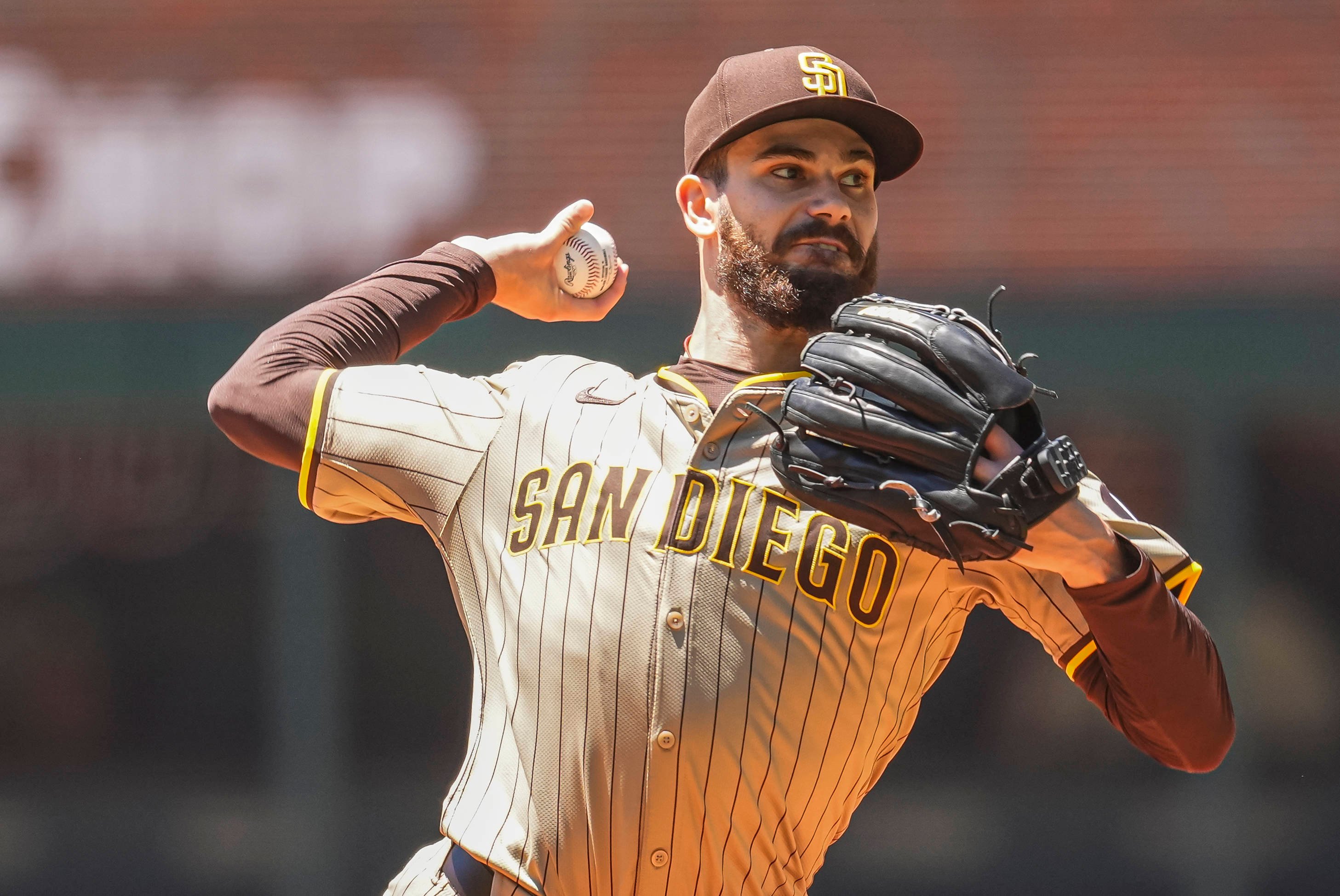 San Diego Padres starting pitcher Dylan Cease (84) pitches against the Atlanta Braves.