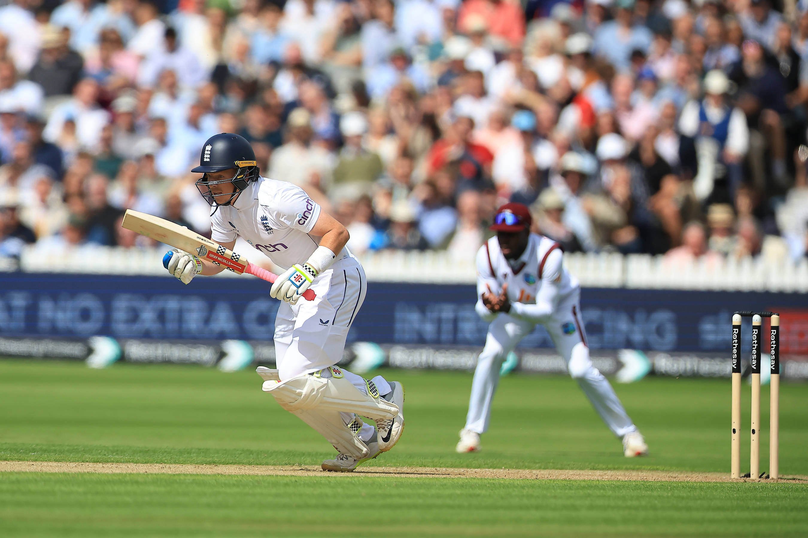 Ollie Pope plays an attacking shot